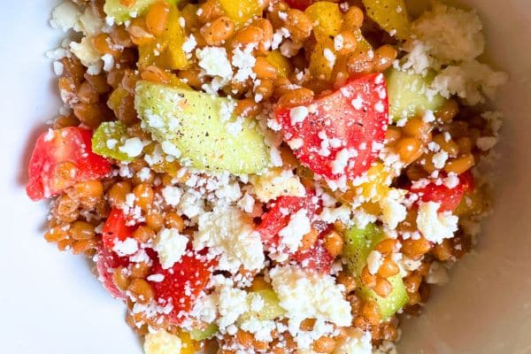 Greek Wheat Berry Salad Recipe with Feta Cheese and Balsamic Vinaigrette